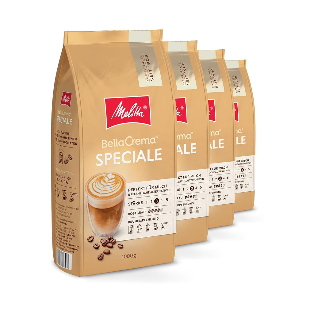 Melitta BellaCrema Speciale Kaffeebohnen mittlere Roestung Staerke 3 verschied