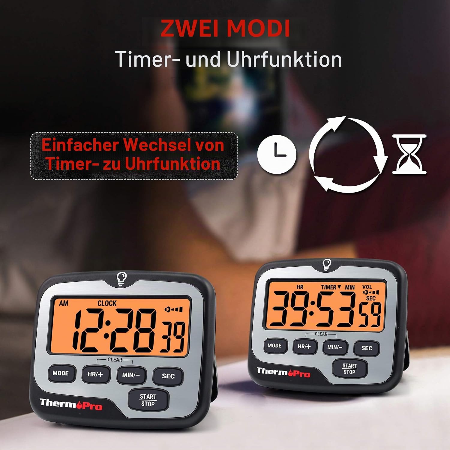 ThermoPro TM01 Digital Kuechentimer LCD Alarm Uhr Minuten Sekunden