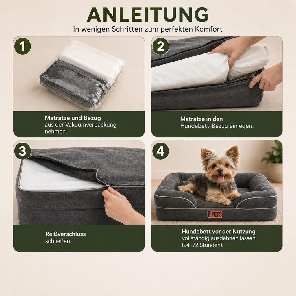Orthopädisches Hundebett Memory Foam wasserfest Hundekissen