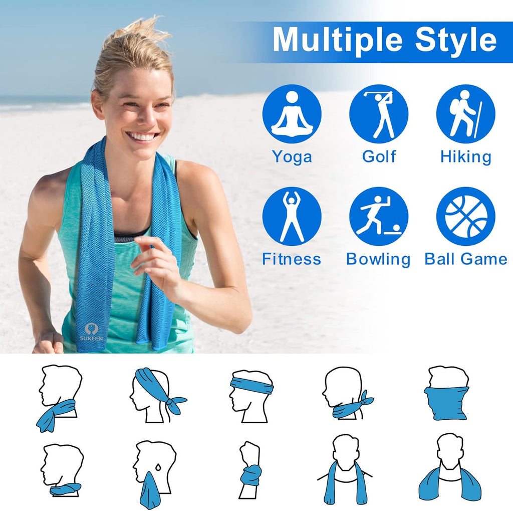 Sukeen Kuehlendes Handtuch, 2er Set Kuehlhandtuch Cool Towel, Gym Handtuch, Eishan