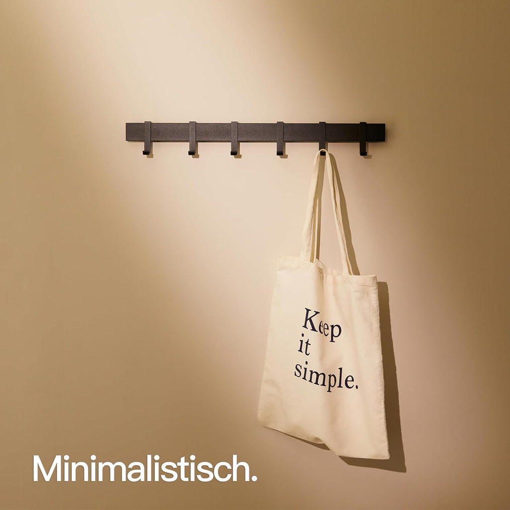 Designfabrik Garderobe Metall weiss 58cm-80cm bewegliche Haken Wand