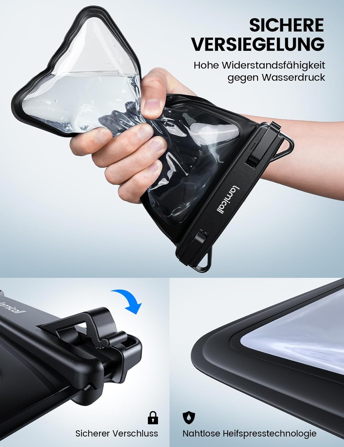 Lamicall IPX8 wasserdichte Handytasche mit doppelter Tasche bis 7,5