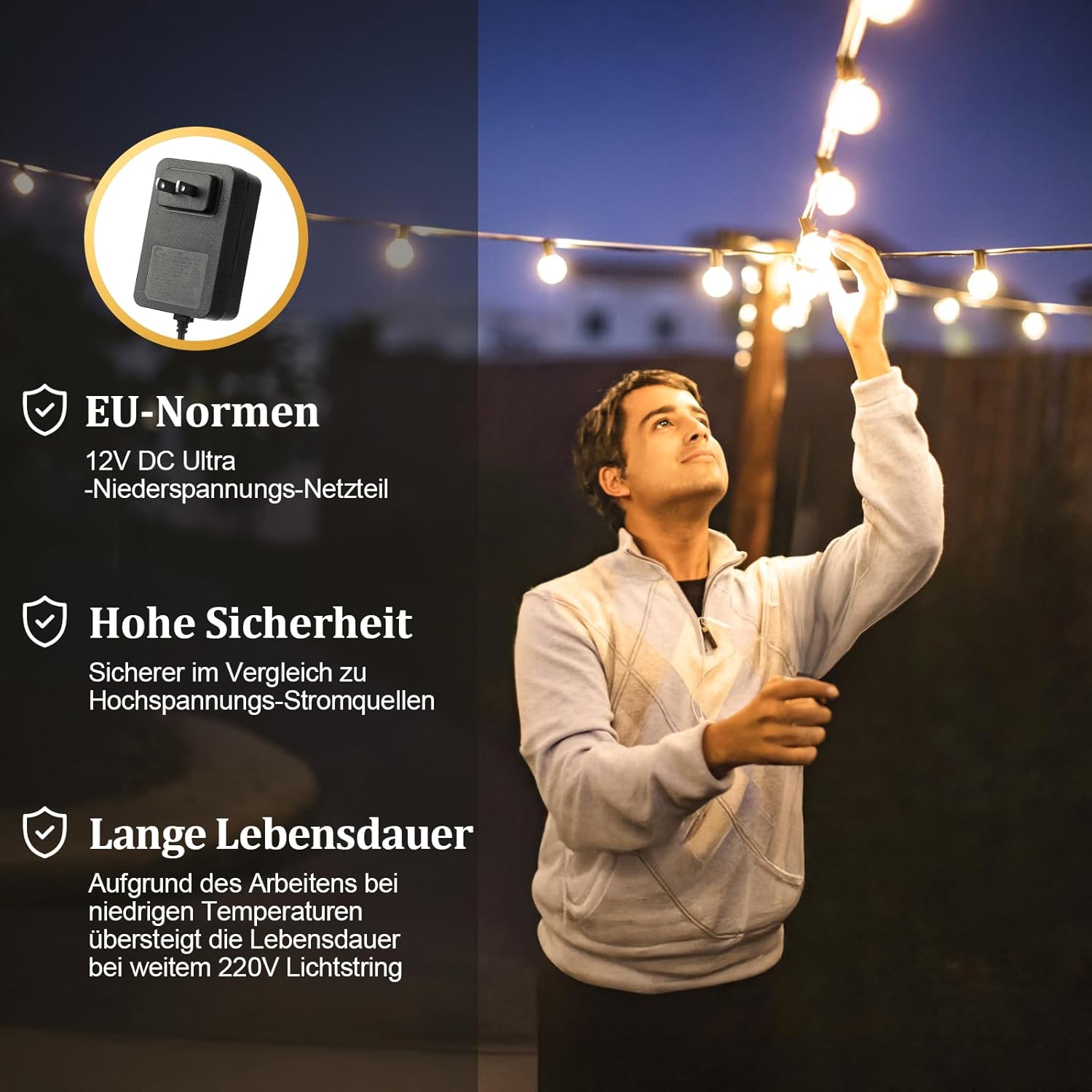 LED Lichterkette Aussen 30 m wetterfest dimmbar mit Fernbedienung 15m-45m