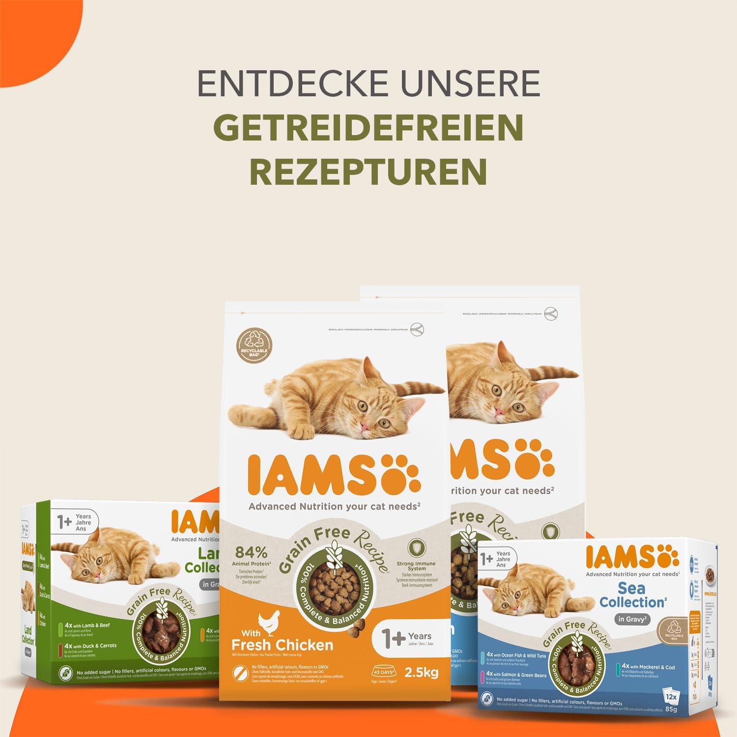 IAMS Delights Land Collection Katzenfutter Nass 12 x 85g getreidefrei ab 1 Jahr