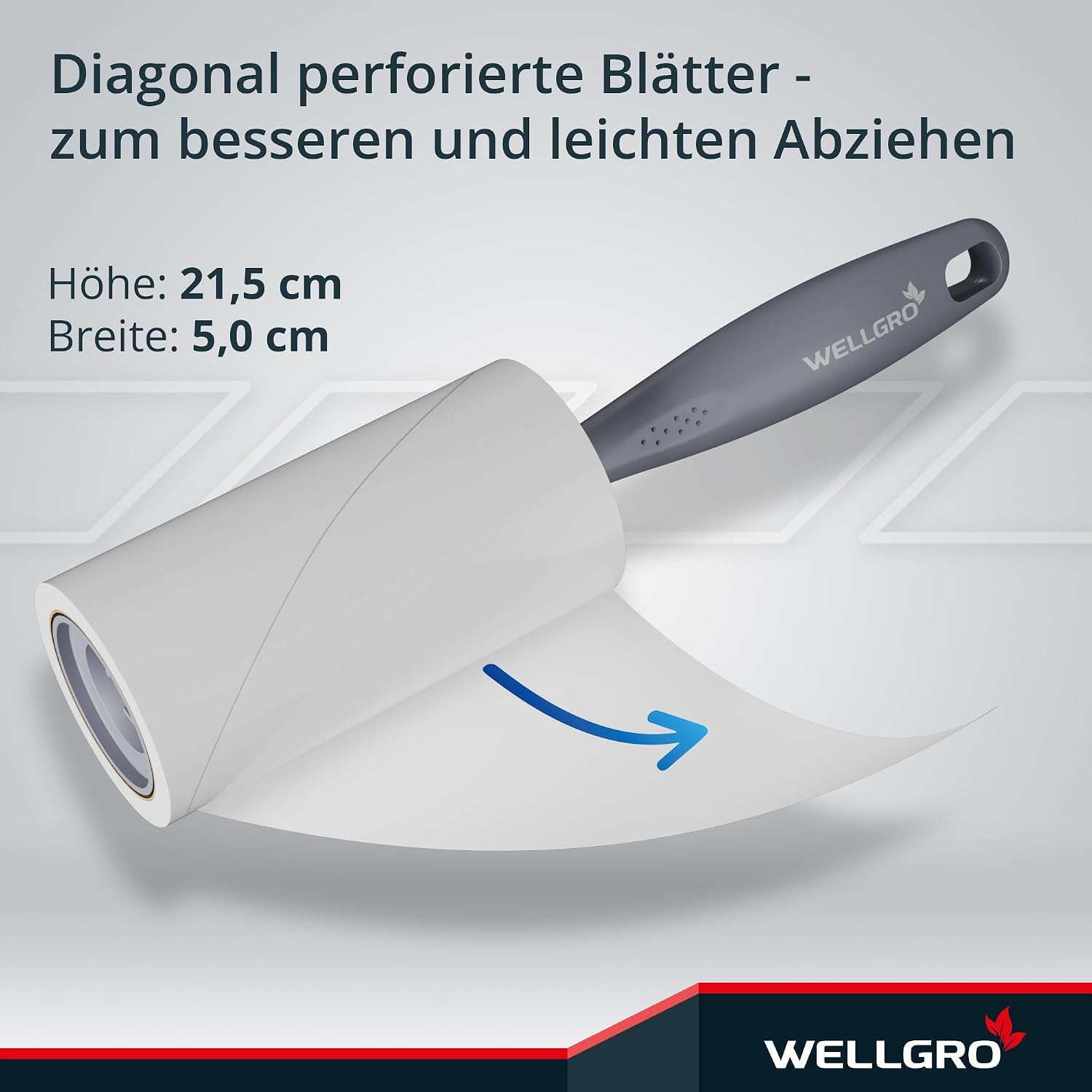 WELLGRO Fusselroller 6 Rollen 540 Blatt + 2 Abroller Kleidung Tierhaarentferner