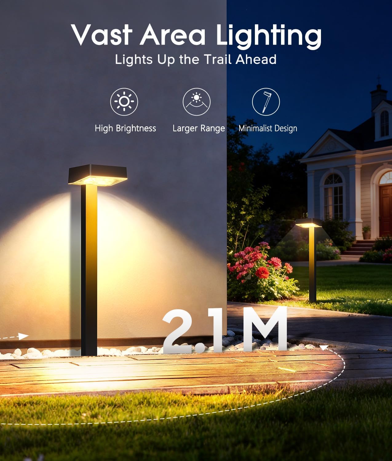 RECHOO 6er Solarleuchten Aussen Warmweiss 1200mAh IP65 2 Modi Gartenweg
