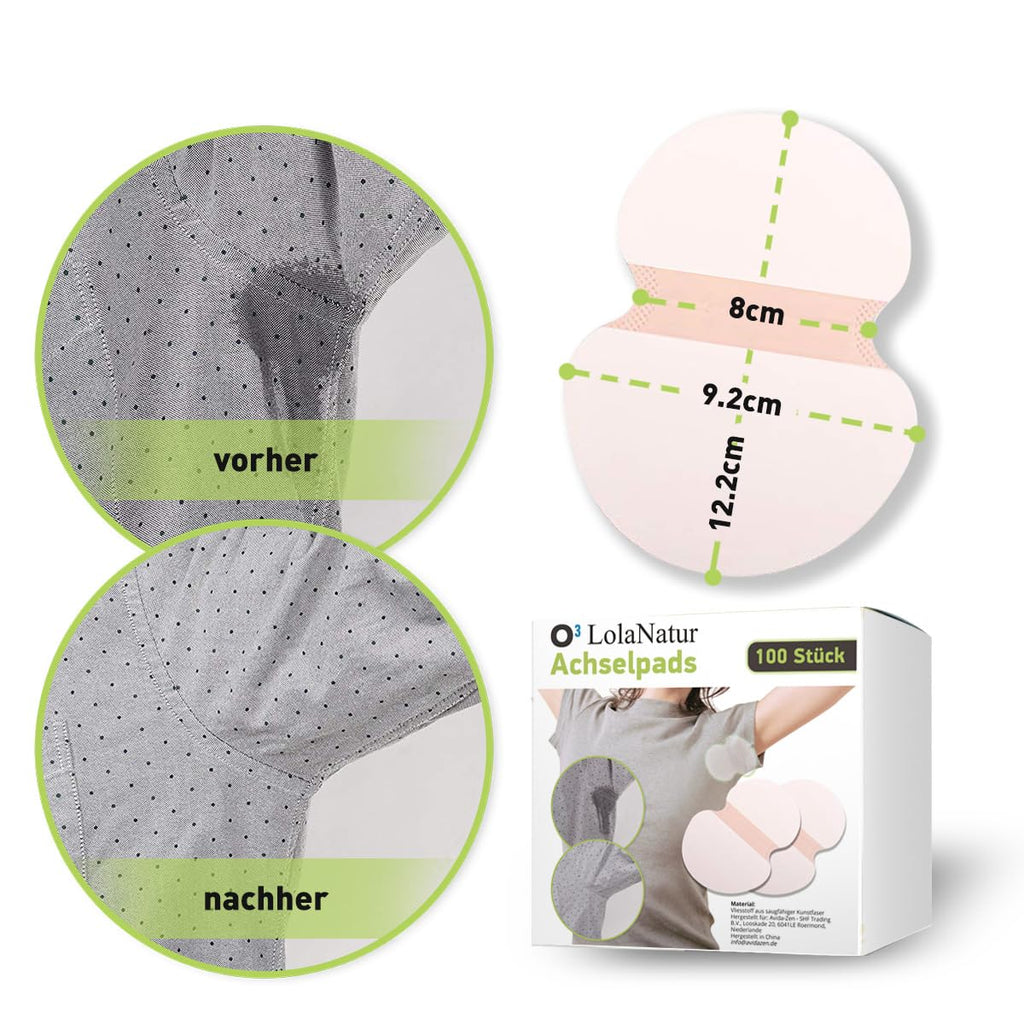 O³ Achselpads 50 Paar (100 Stk) zuschneidbar Schutz gegen Schweiss und Geruch