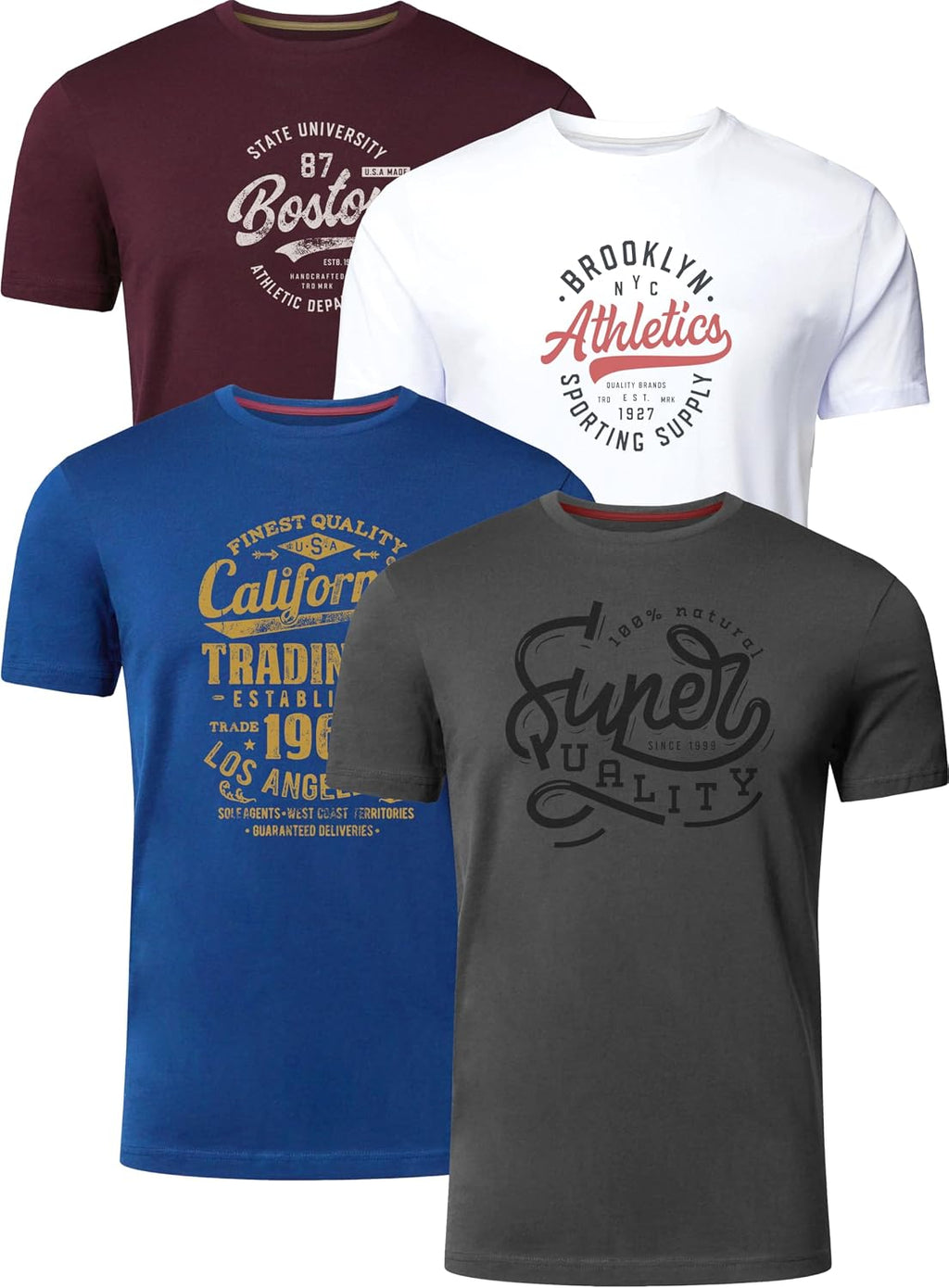 FULL TIME SPORTS Herren T-Shirt 4er Pack Baumwolle Groessen S-3XL