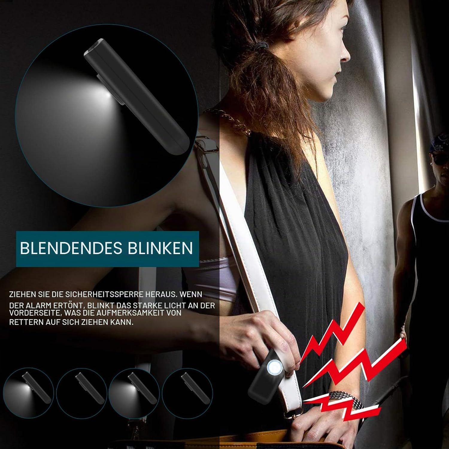 Der Original Persoenlicher Alarm Schluesselanhaenger 130 dB mit LED-Stroboskoplicht