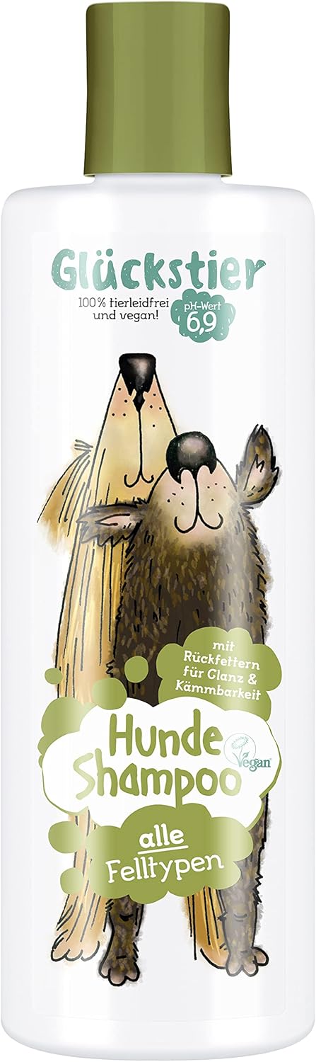 Glueckstier Hundeshampoo 250 ml - rueckfettend, pH‑angepasst, vegane Pflege