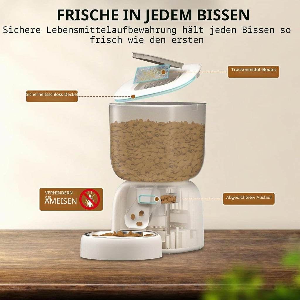 PUPPY KITTY Futterautomat fuer Katzen mit WiFi App und Edelstahlnapf