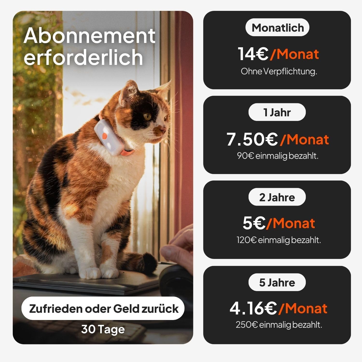Weenect XS GPS Katzen Tracker mit Halsband, Echtzeit Ortung, ohne Distanzlimit