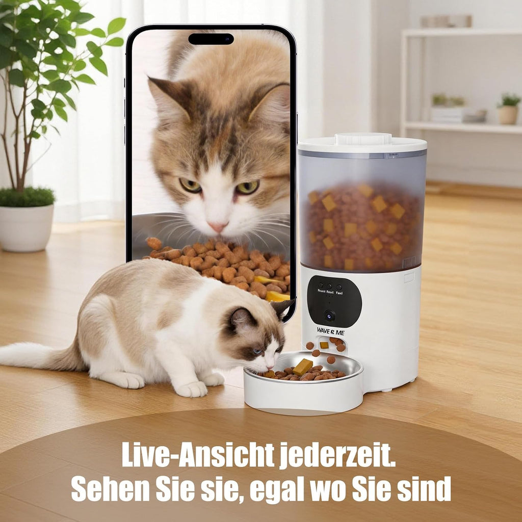 Futterautomat fuer Katzen und Hunde mit App Steuerung und Sprachaufnahme