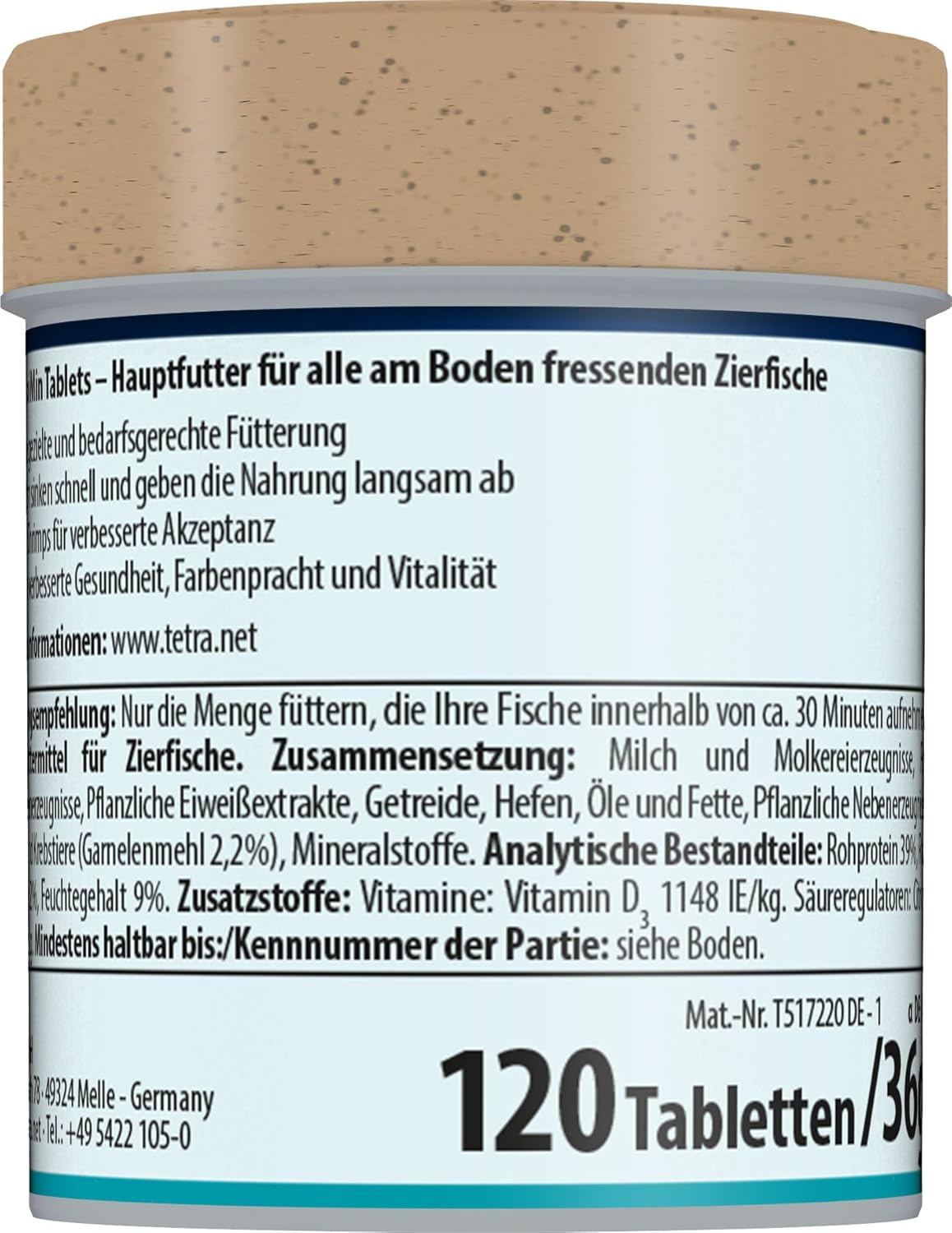 Tetra TabiMin Tabletten Fischfutter fuer Bodenfische Welse Schmerlen