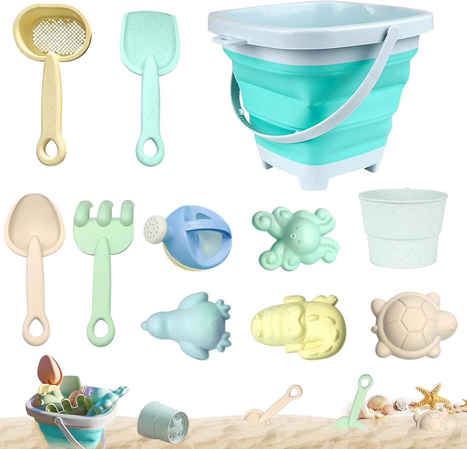 Sandspielzeug 11-teilig Kinder Strandset Eimer Schaufel Foermchen