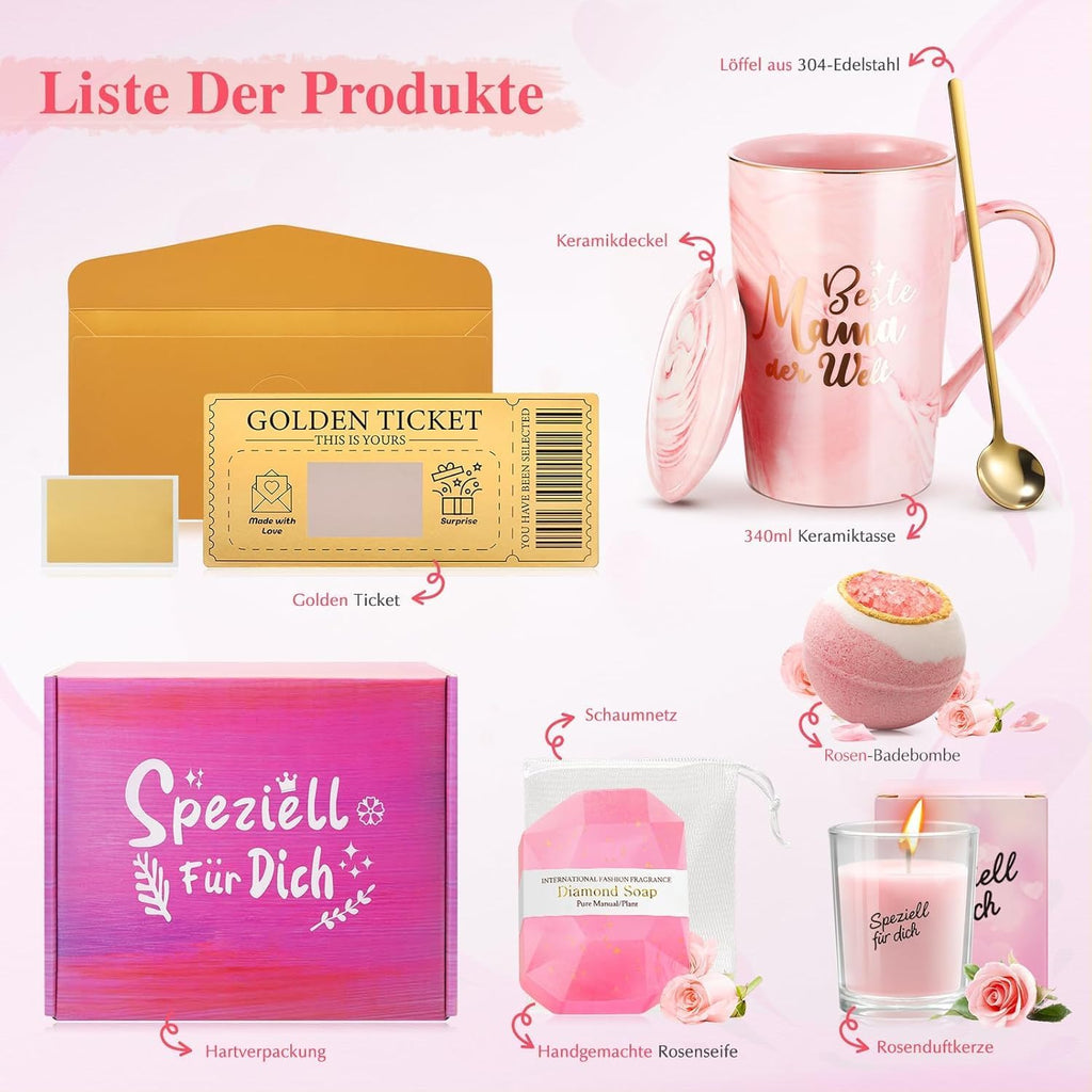 Geschenkset fuer Frauen Kaffeetasse Geburtstag Valentinstag Jahrestag