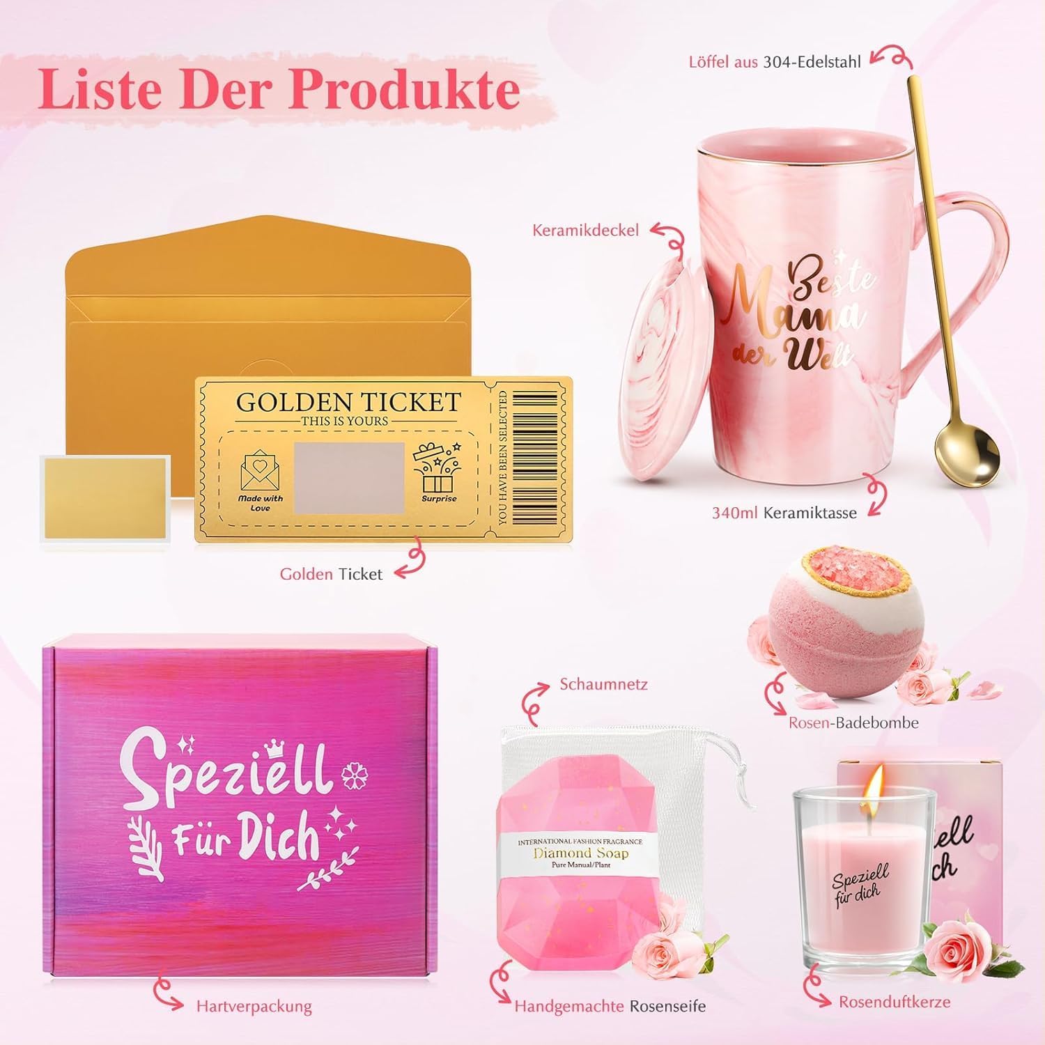 Geschenkset fuer Frauen Kaffeetasse Geburtstag Valentinstag Jahrestag