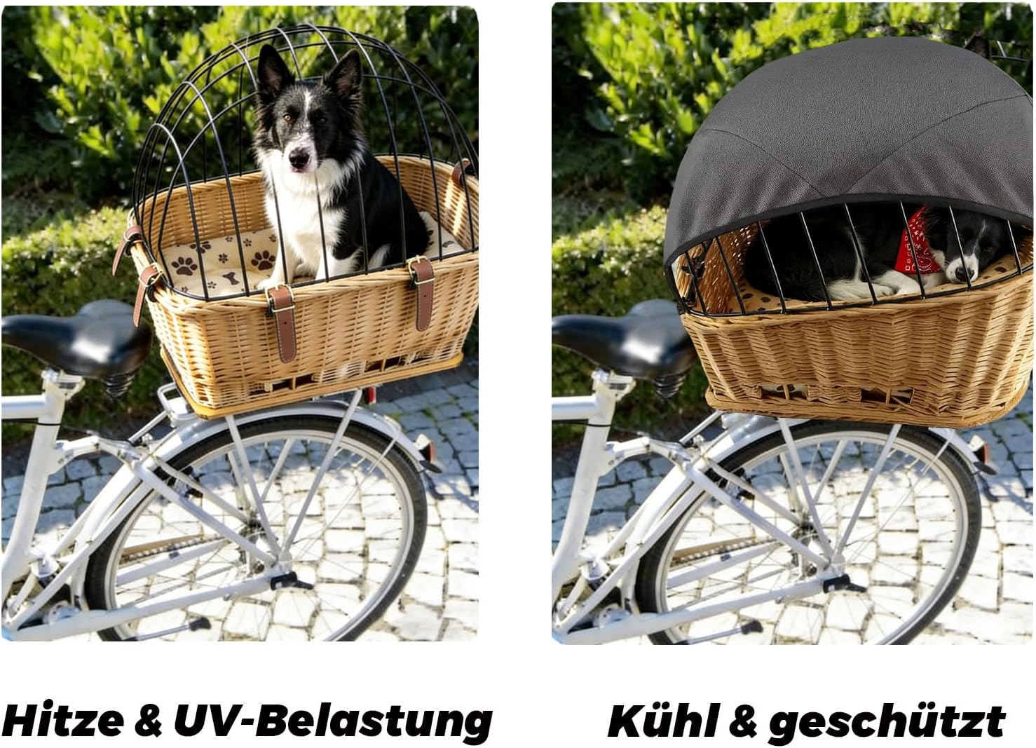 Sonnensegel fuer Fahrradkorb Hunde verstellbar wind- und staubgeschuetzt atmungsak