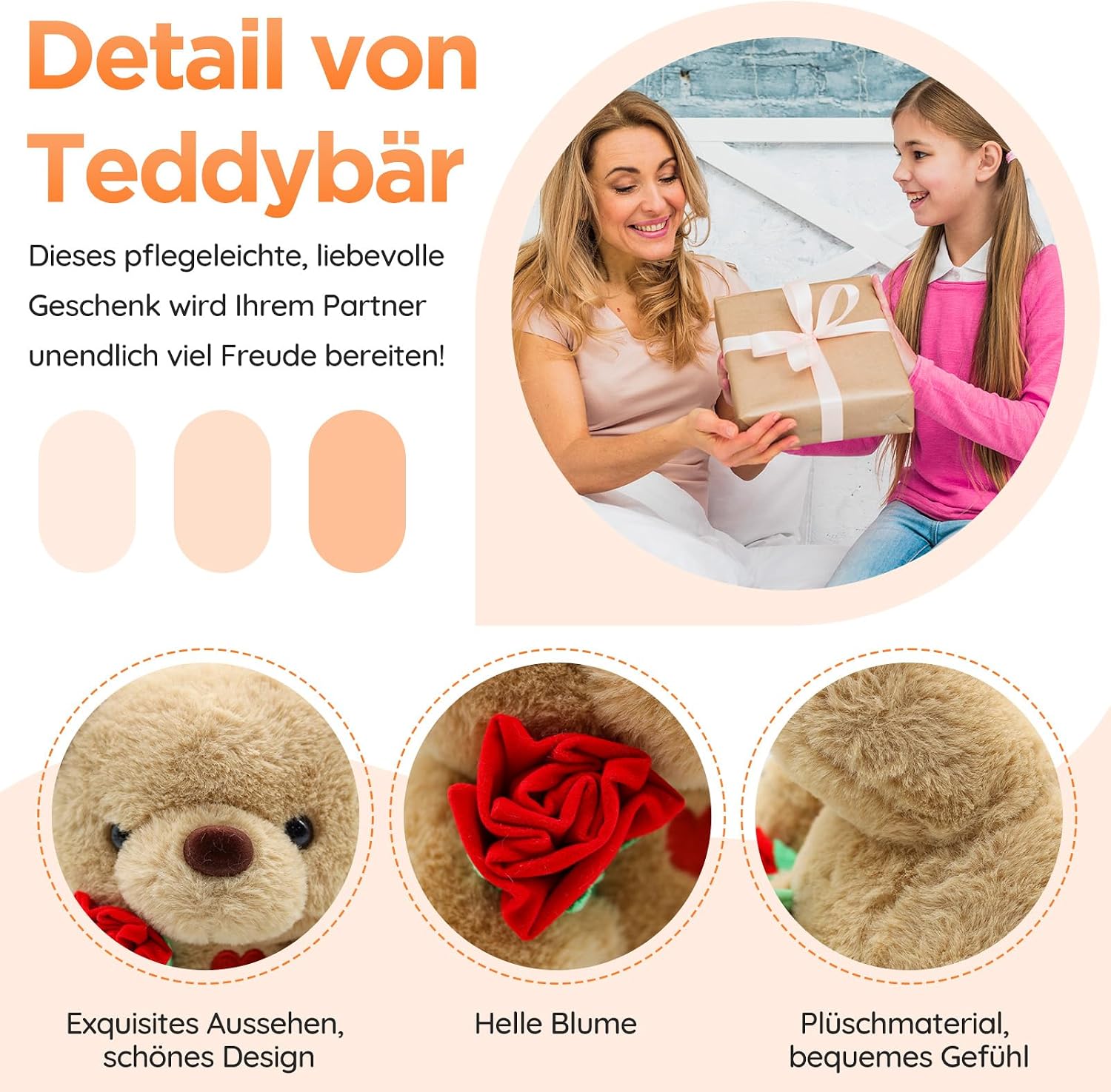 Teddybaer Plueschtier 25 cm hellbraun Kuscheltier Teddy