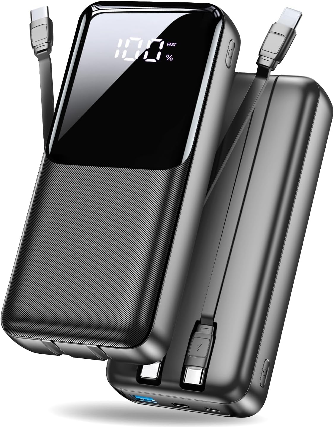 Powerbank 40000 mAh 22,5 W PD USB-C Schnellladung 3 Anschluesse 2 Kabel