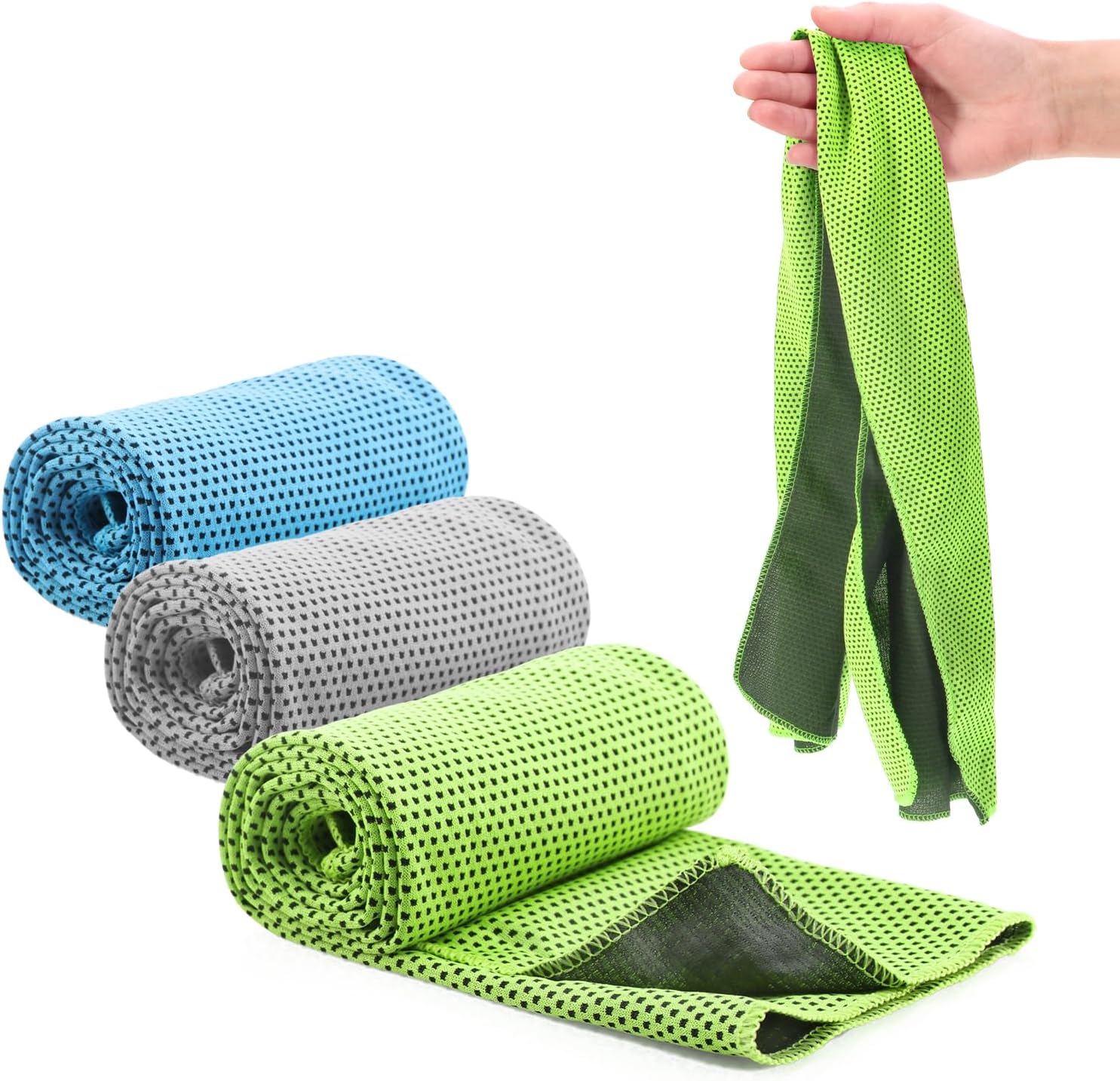 com-four® 3X Kuehlhandtuch - Cooling Towel Kuehltuch - kuehlendes Tuch bei Hitze, M