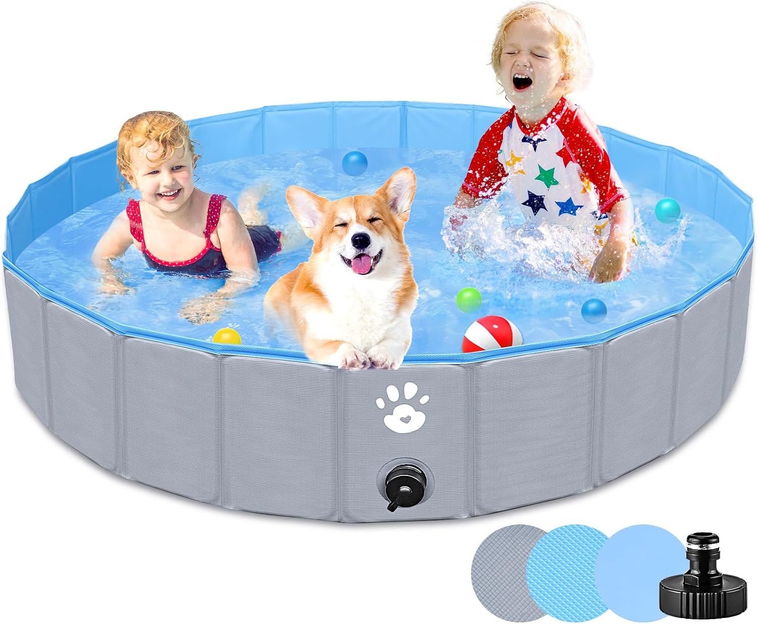 Gindoly Hundepool faltbar 160 x 30 cm rutschfest abriebfest Planschbecken