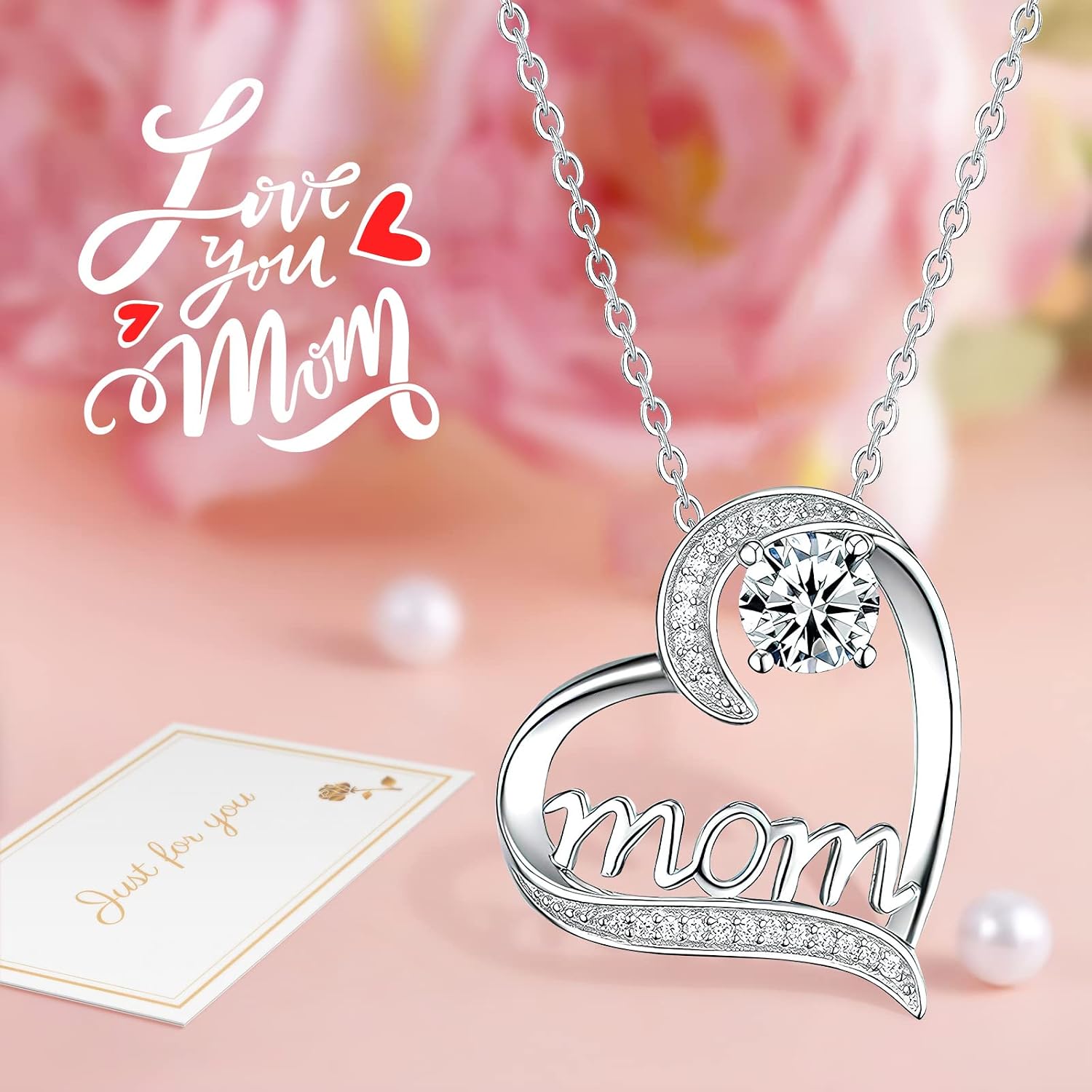 Ewige Rose Geschenkbox fuer Frauen mit I Love You Halskette Schmuckset
