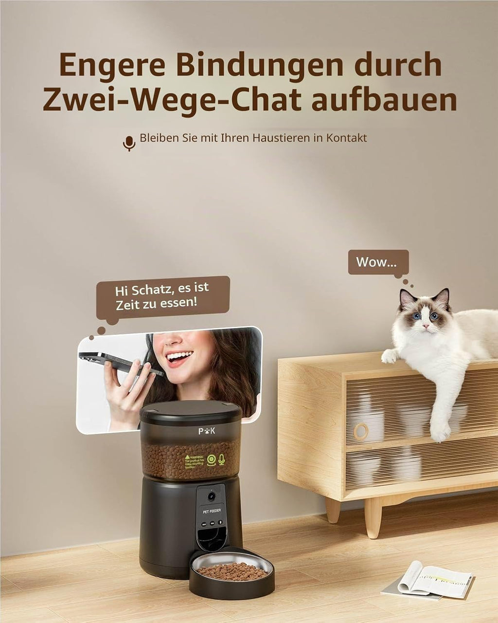 PUPPY KITTY Futterautomat mit WiFi App Steuerung und Sprachaufzeichnung
