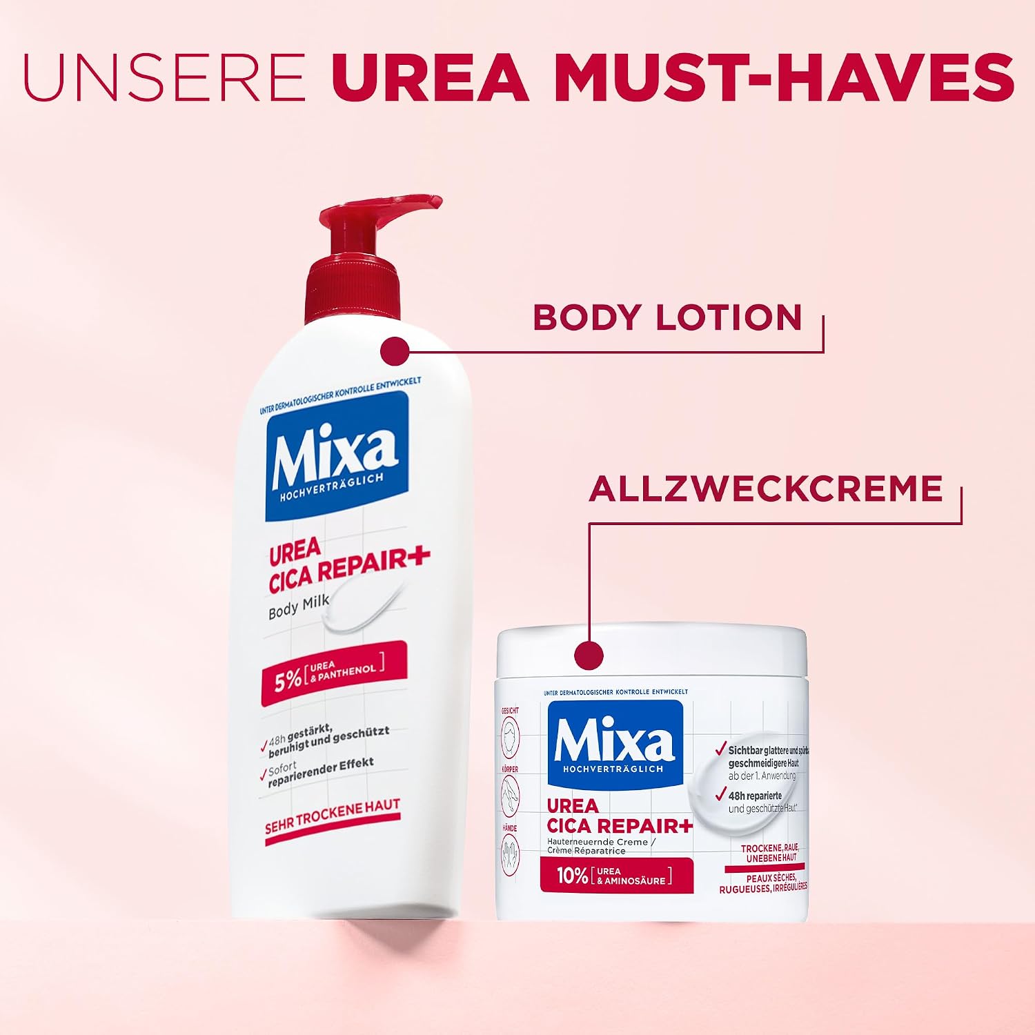 Mixa Urea Cica Repair Koerpercreme 400 ml fuer trockene rissige Haut
