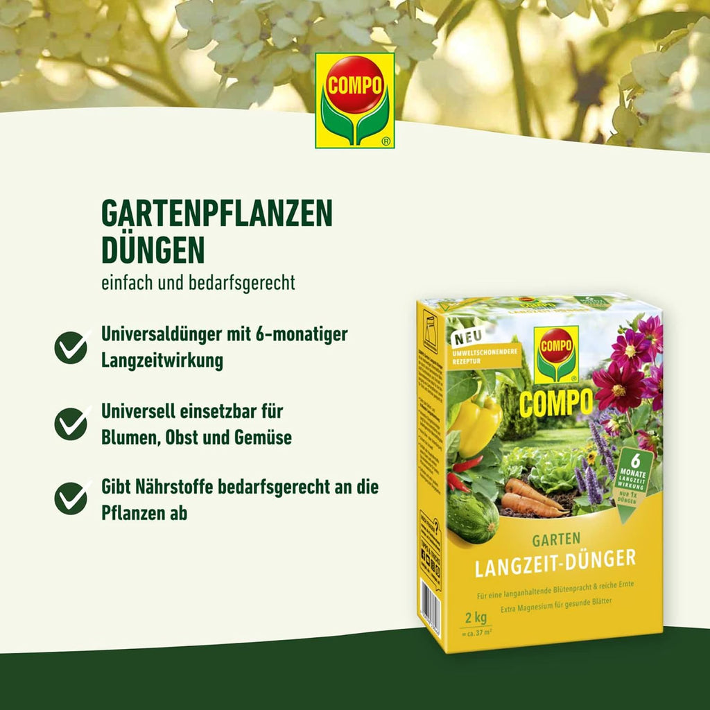 Garten Langzeit-Duenger COMPO verschiedene Sorten fuer Pflanzenpflege