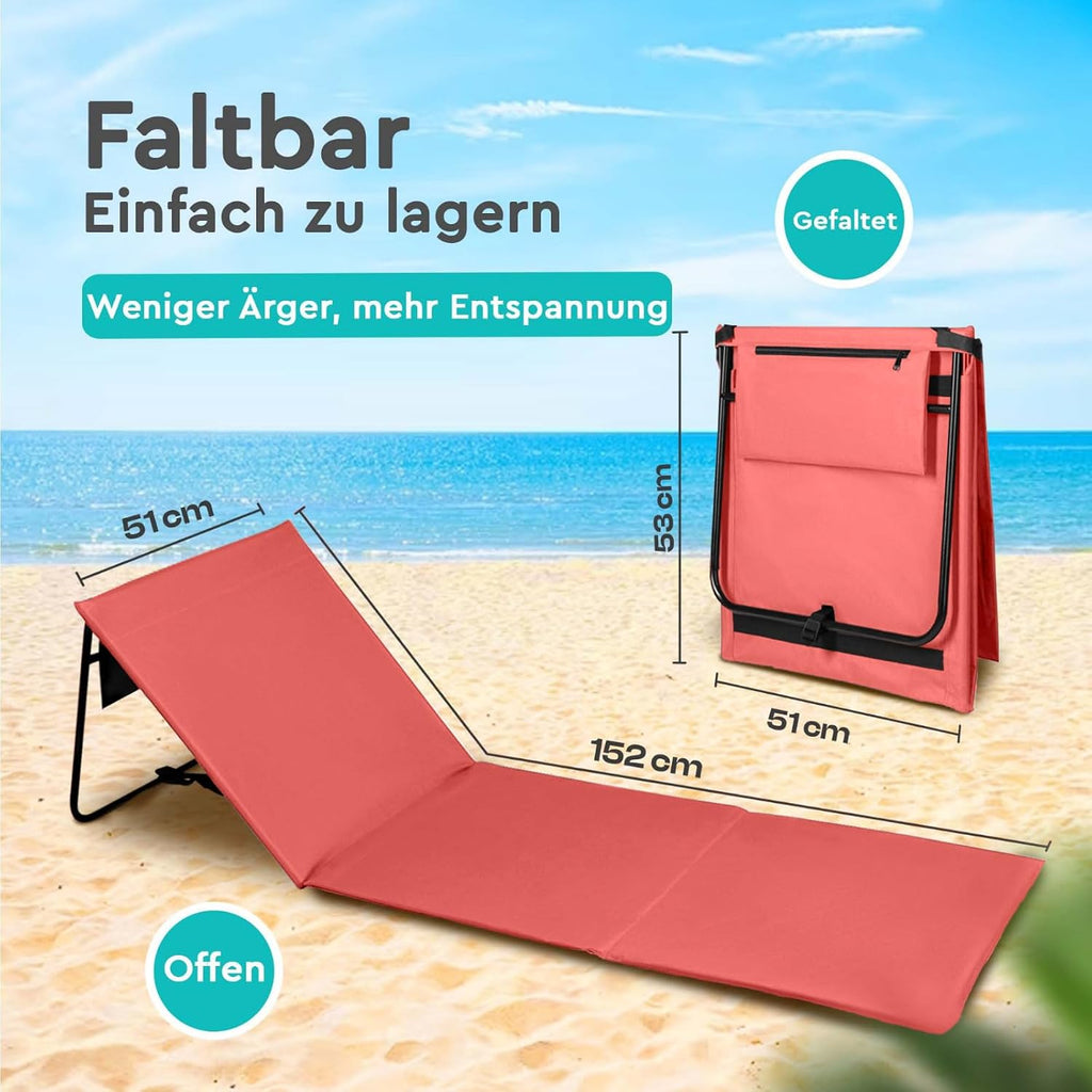 Intimo Living Strandliege klappbar verstellbar 152x51 cm Grau mit Tasche