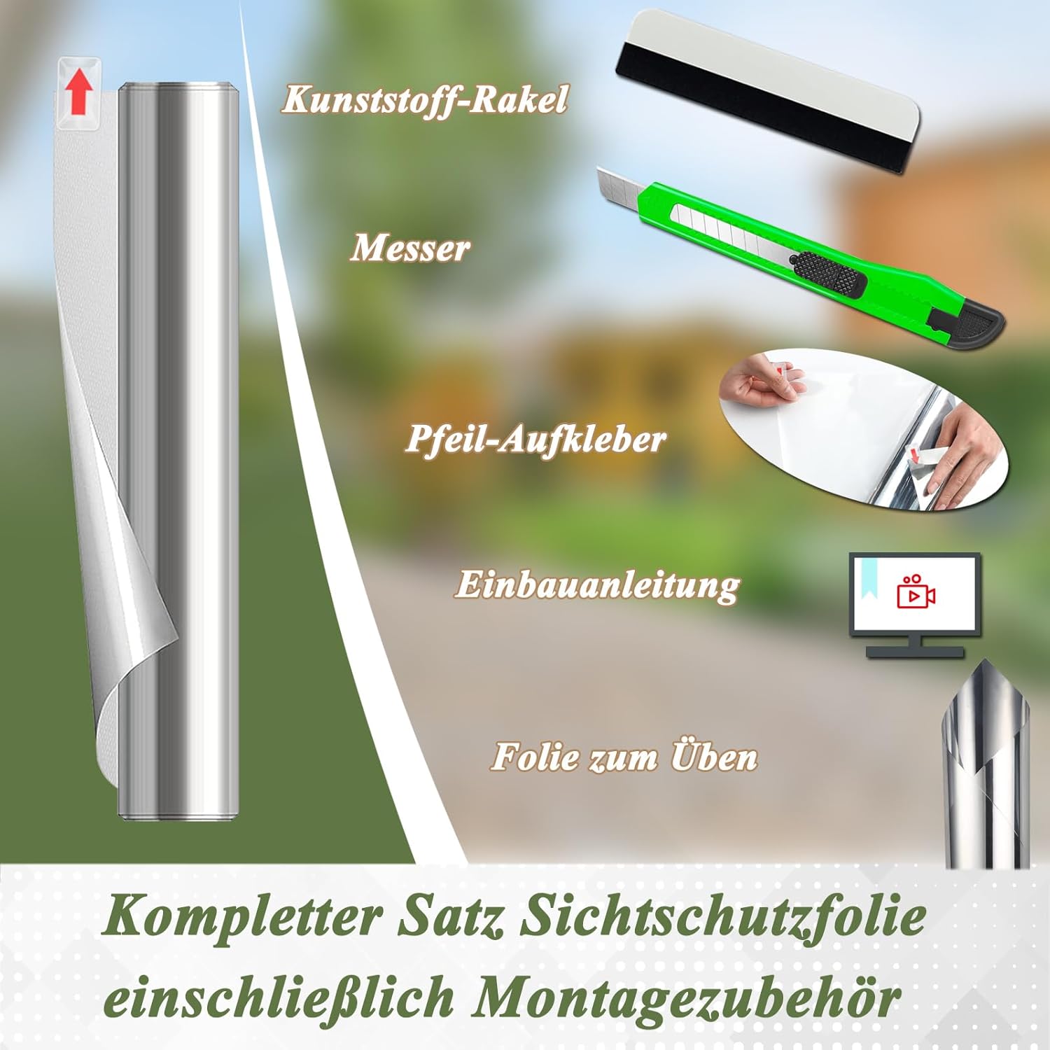Sichtschutzfolie Fenster 100x400 cm Spiegelfolie UV-Schutz blickdicht Thermo