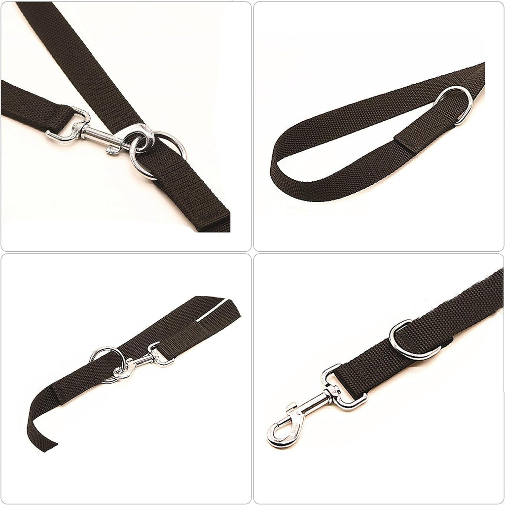 Hundeleine 2,5 cm x 260 cm verstellbar schwarz mit 2 Karabinern für große Hunde