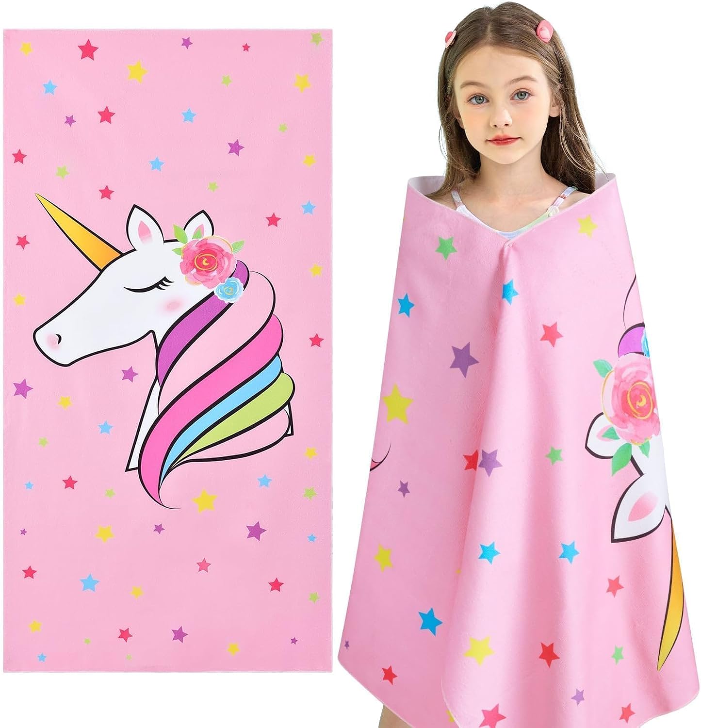 WERNNSAI Kinder Strandtuch 76x150 cm Mikrofaser sandfrei, saugfaehig
