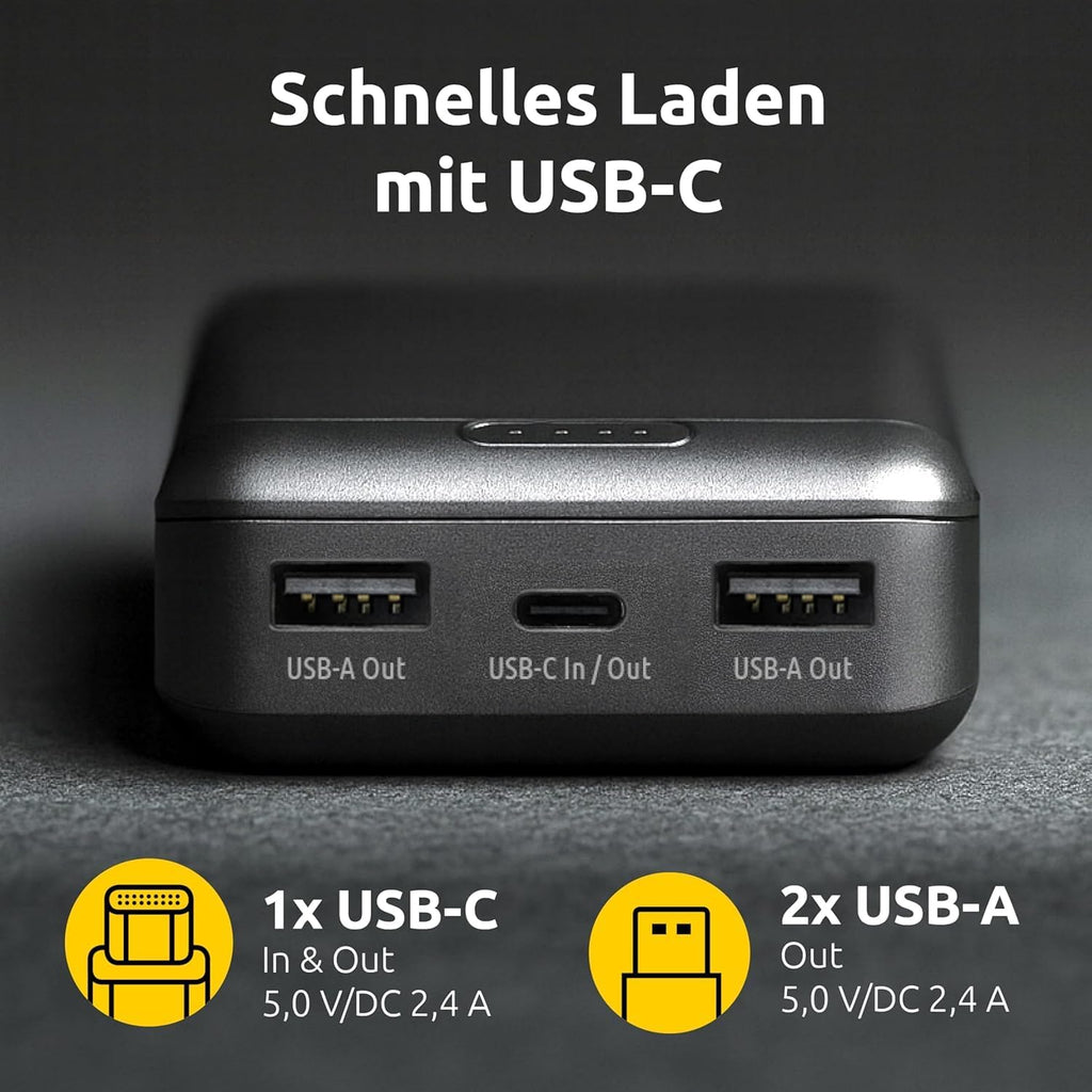 Intenso B10000 Powerbank 10000 mAh USB-C 2x USB-A LED-Anzeige schwarz