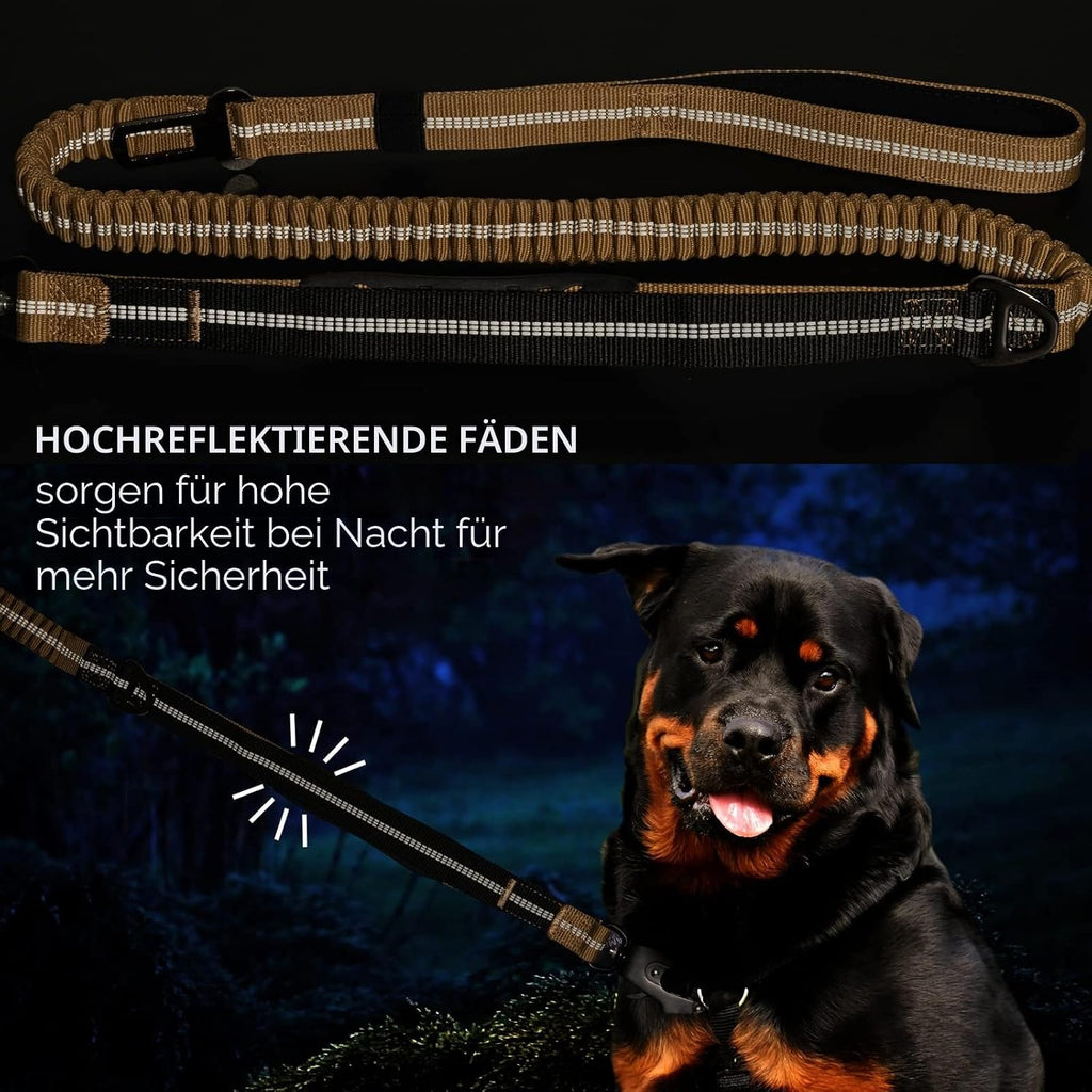 Taktische Hundeleine 1,2-1,8 m mit Schnellverschlusskarabiner reflektierend