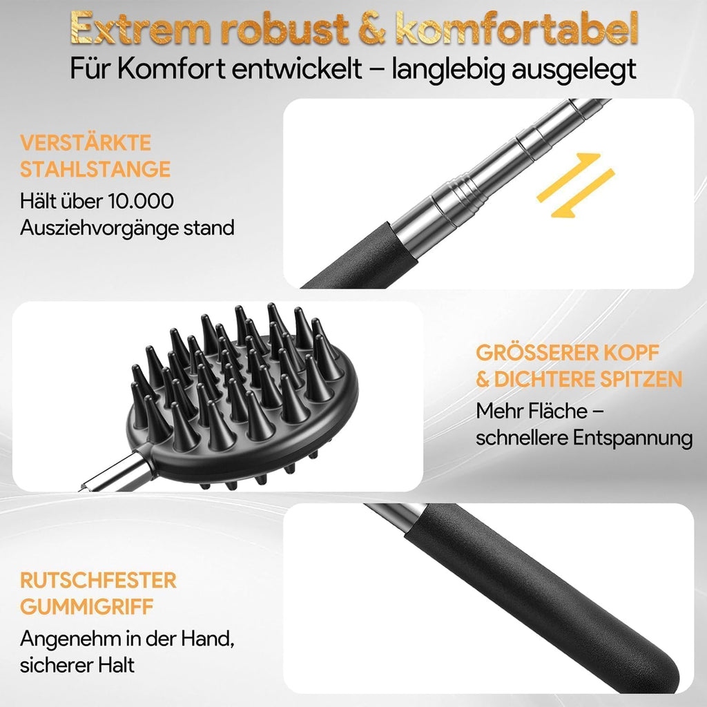 Rueckenkratzer ausziehbar 5 Koepfe Edelstahl - verstellbar, Geschenkidee