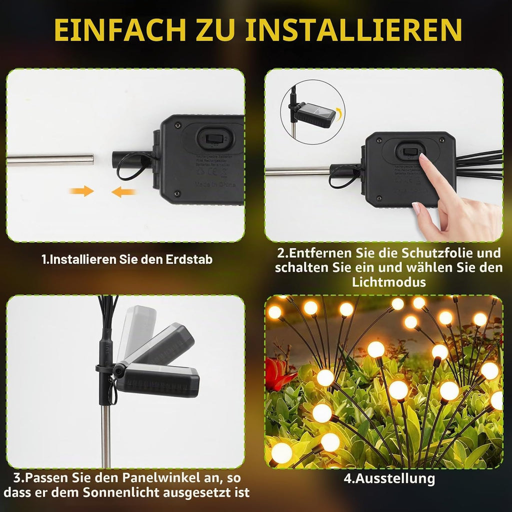 6er Set Solarlampen Garten 10 LED warmweiss IP65 Solar Wegbeleuchtung
