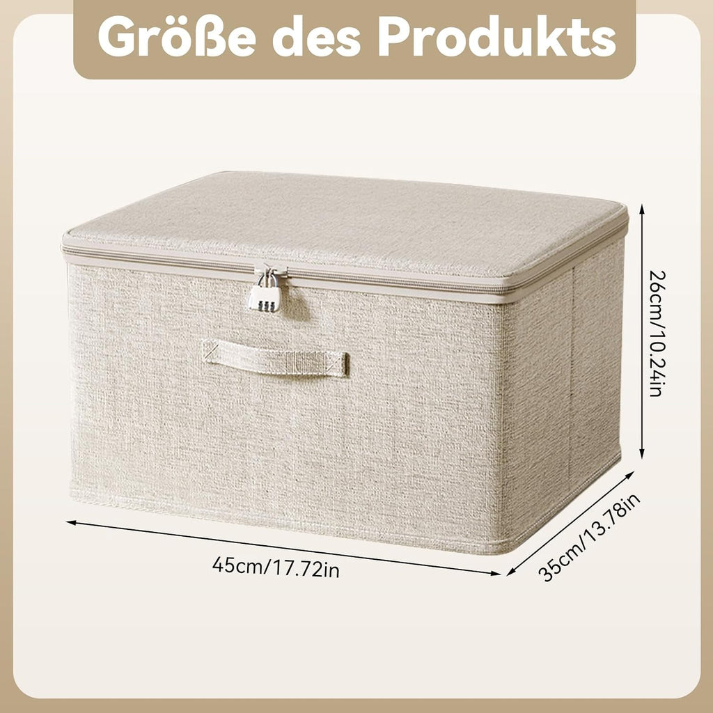 Aufbewahrungsbox faltbar Baumwolle Leinen abschließbar 30x20x14cm 14cm-26cm