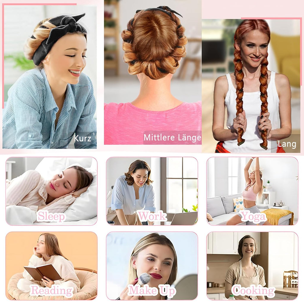 Heatless Curls Lockenwickler schwarz - Locken ohne Hitze ueber Nacht DIY Curler