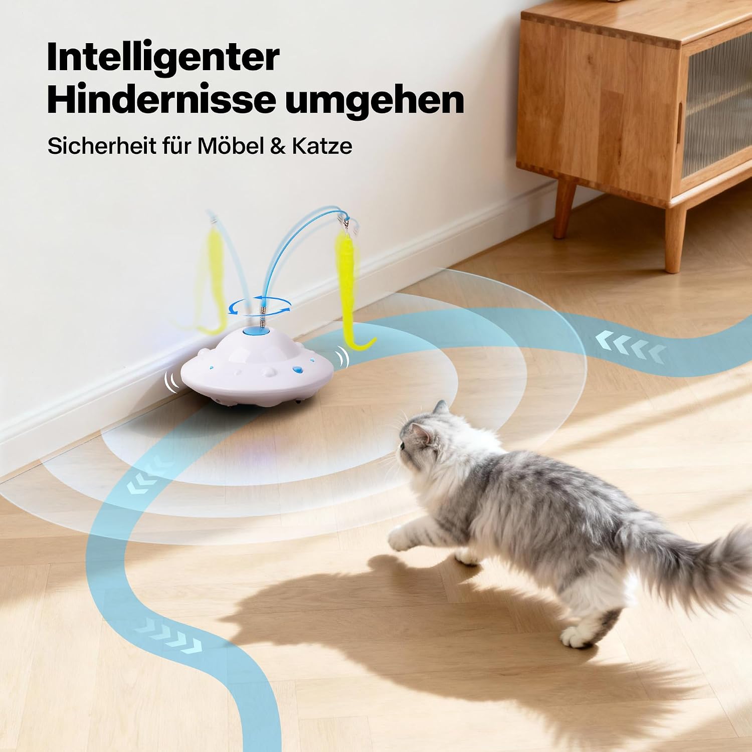 Interaktives Katzen-Spielzeug UFO mit Katzenangel USB Ladefunktion