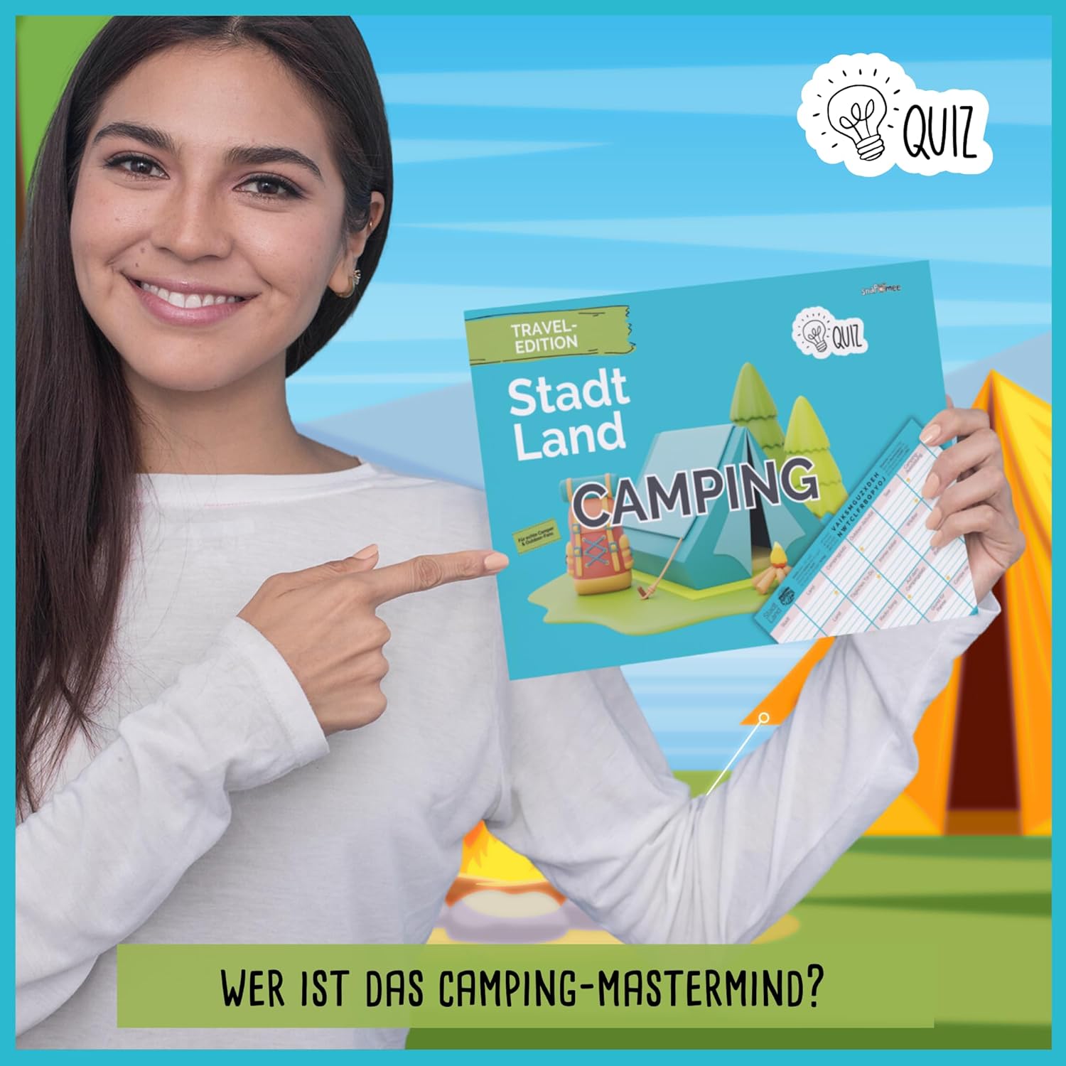 snaPmee Stadt Land Camping Spiel - 50 Blatt DIN A4 Spielvorlagen