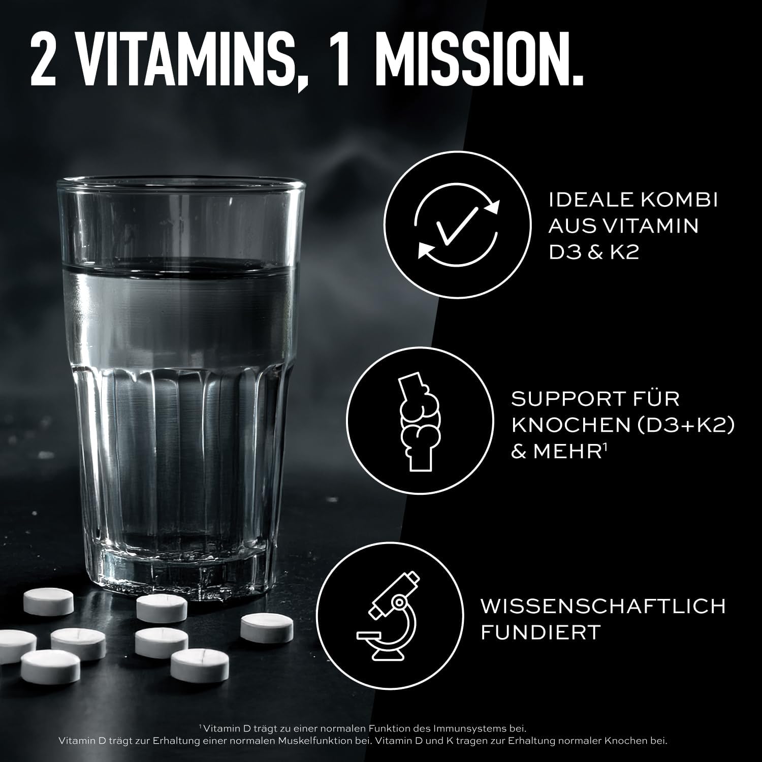 ESN Vitamin D3 K2 Tabletten 300 St. hochdosiert fuer Immunsystem Knochen