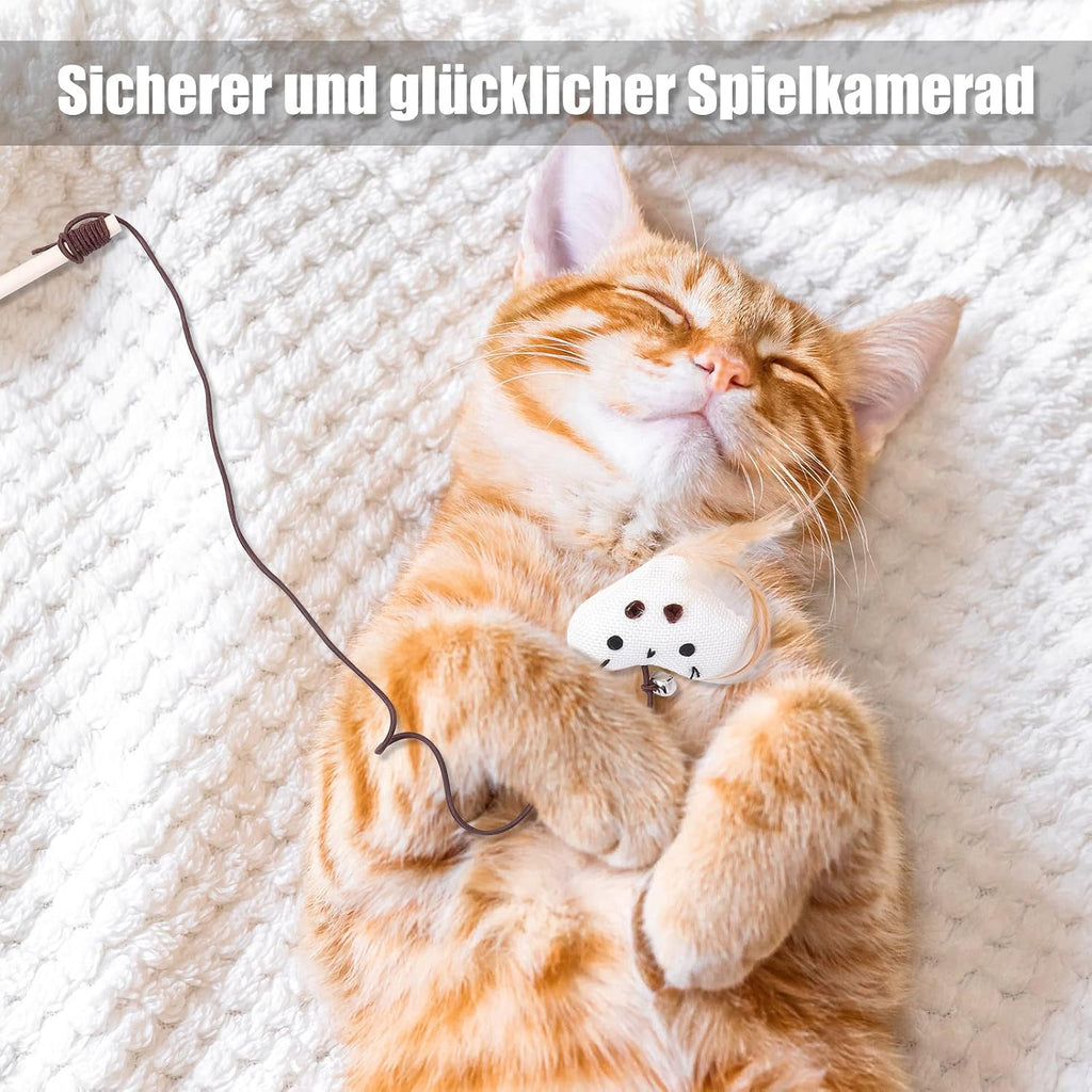 4x Katzenangel Spielzeug Feder Maus Fisch Vogel Set