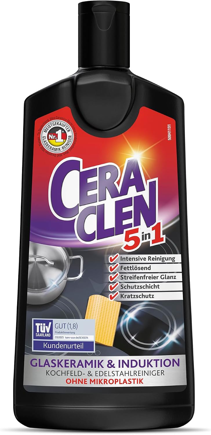 Ceraclen Kochfeldreiniger 200 ml fuer Glaskeramik Induktion Edelstahl