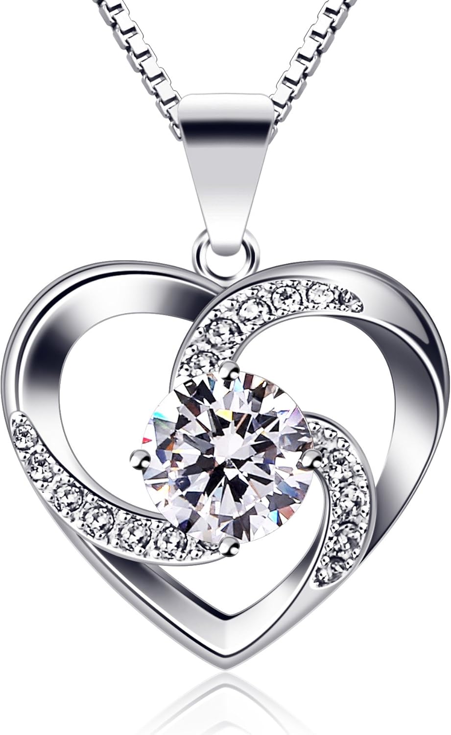 Halskette Damen Silber 925 Herzanhaenger 45 cm Schmuck Geschenk fuer Frauen
