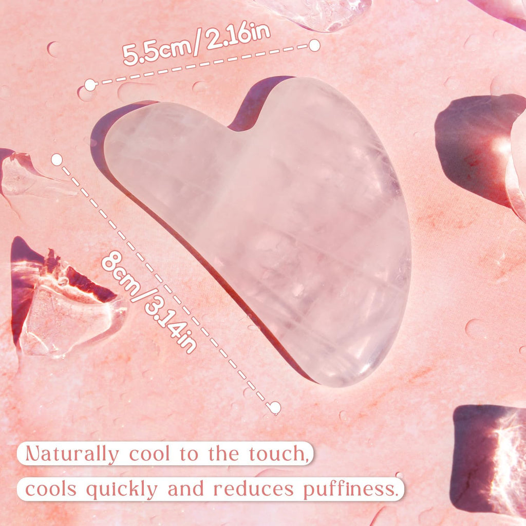 Flagest Gua Sha Rosenquarz Herzform Gesichtsmassage Anti Falten Tool