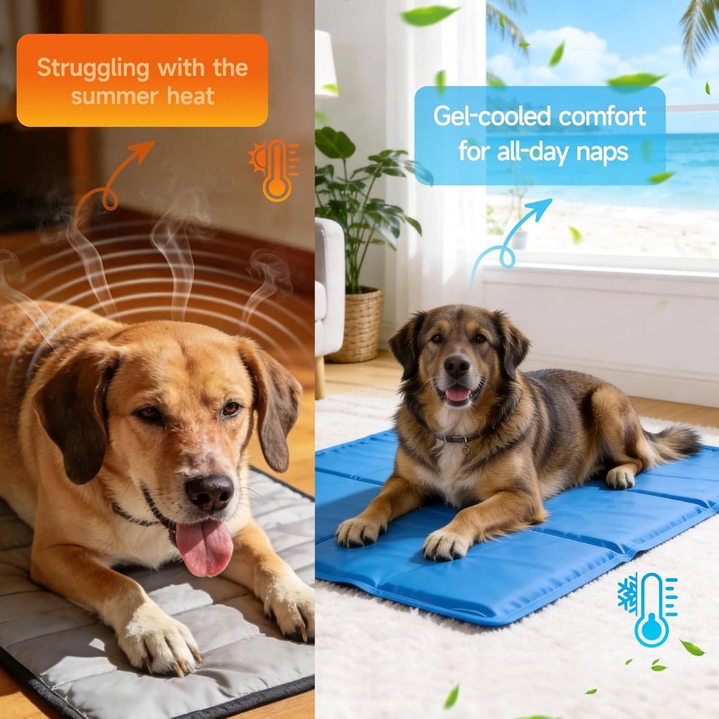 Selbstkuehlende Hundekuehlmatte 65×50 cm wasserdicht faltbar mit Kuehlgel 50cm-65cm