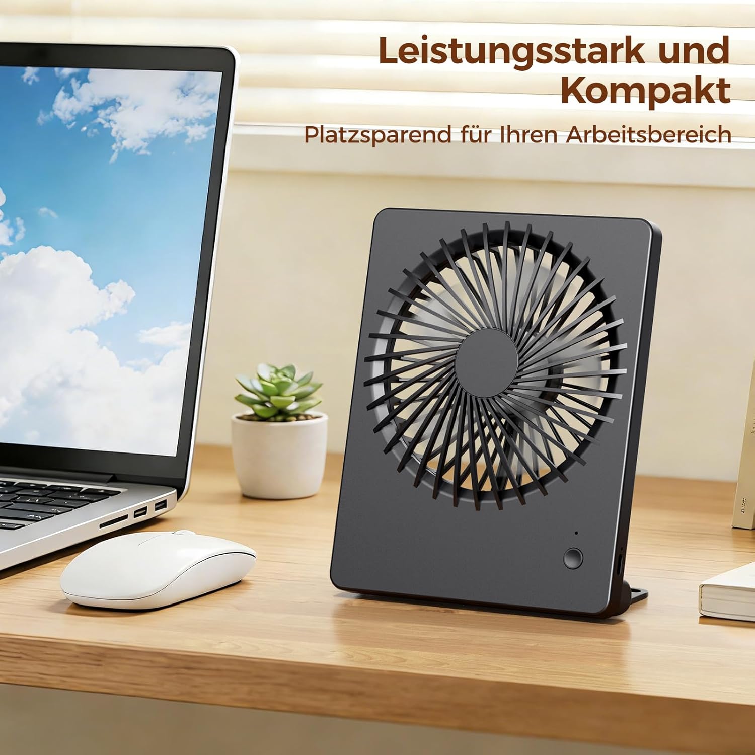 TriPole Tischventilator Akku 2000mAh, 3 Stufen, 30dB, 180° verstellbar