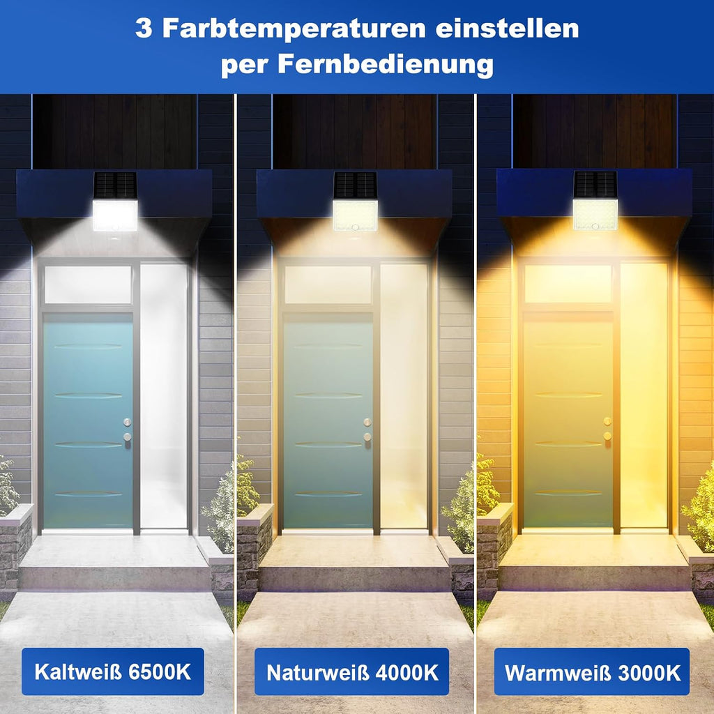 Realky Solar-Aussenlampe mit Bewegungsmelder, IP65, Fernbedienung, 5m Kabel